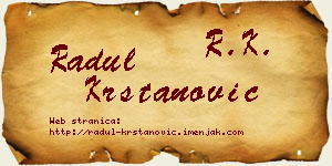 Radul Krstanović vizit kartica